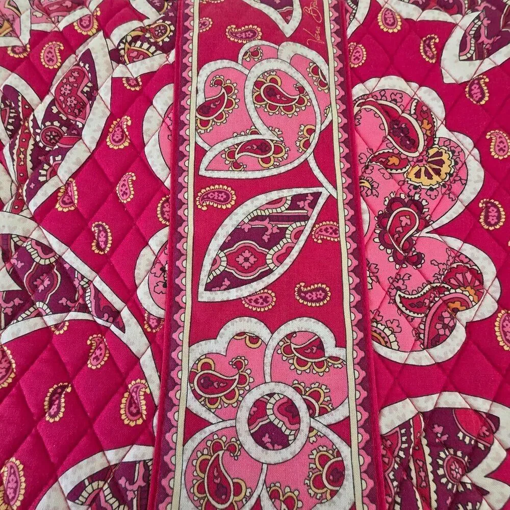 Vera Bradley Laptop Sleeve Quilted Paisley Case Pink Red Zip Closure